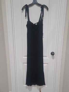 Reformation Black Tie-Shoulder Nikita Maxi Dress-Size 12 NWT